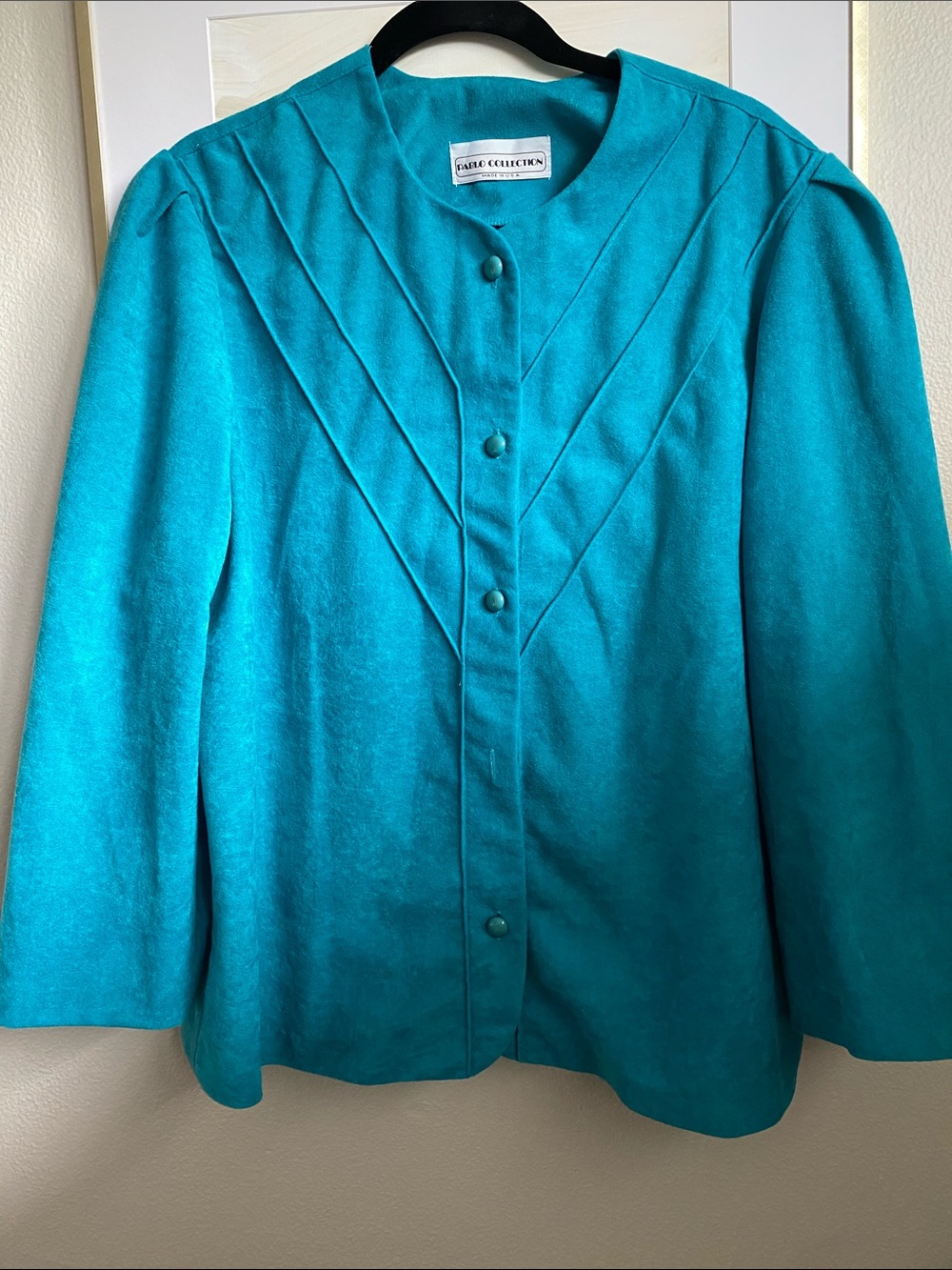 Vintage Pablo Collection Shirt + Skirt Teal Set